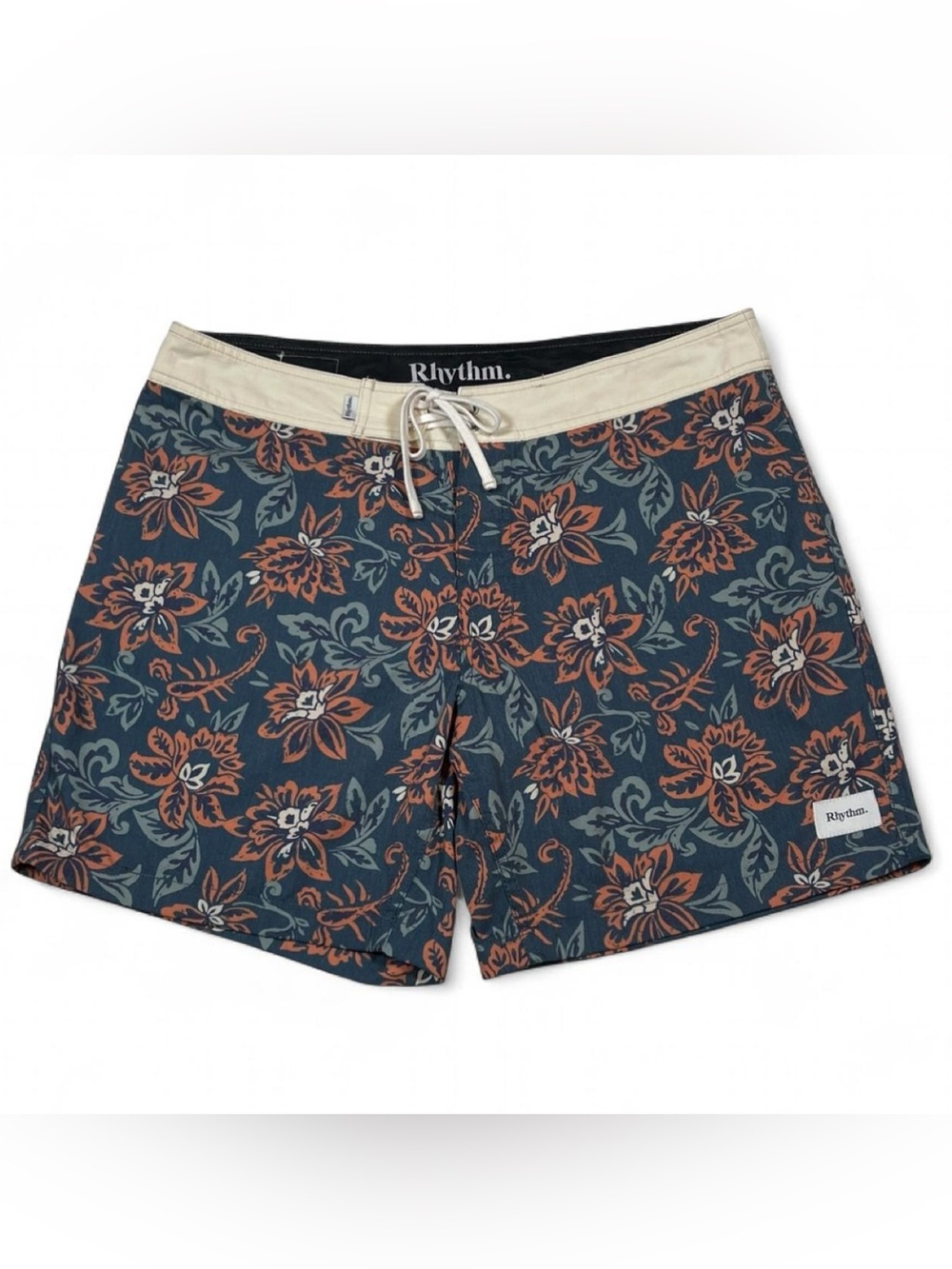 Rhythm Heritage Trunk Green Floral Swim Trunks Men’s Size W33 L7 Board Shorts